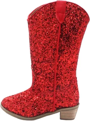 Girls Sequin Sparkly Cowboy Boots Kids hinestone Glitter Low Heel Wedding Dress Booties Western Girls Boots Wedge Heel