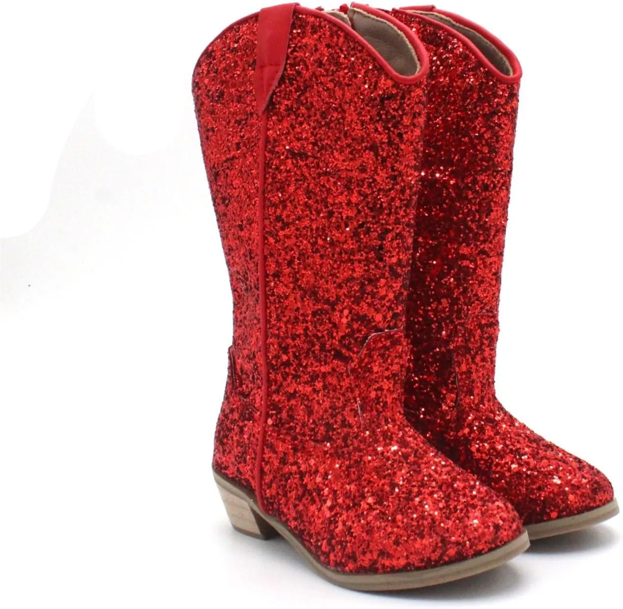Girls Sequin Sparkly Cowboy Boots Kids hinestone Glitter Low Heel Wedding Dress Booties Western Girls Boots Wedge Heel