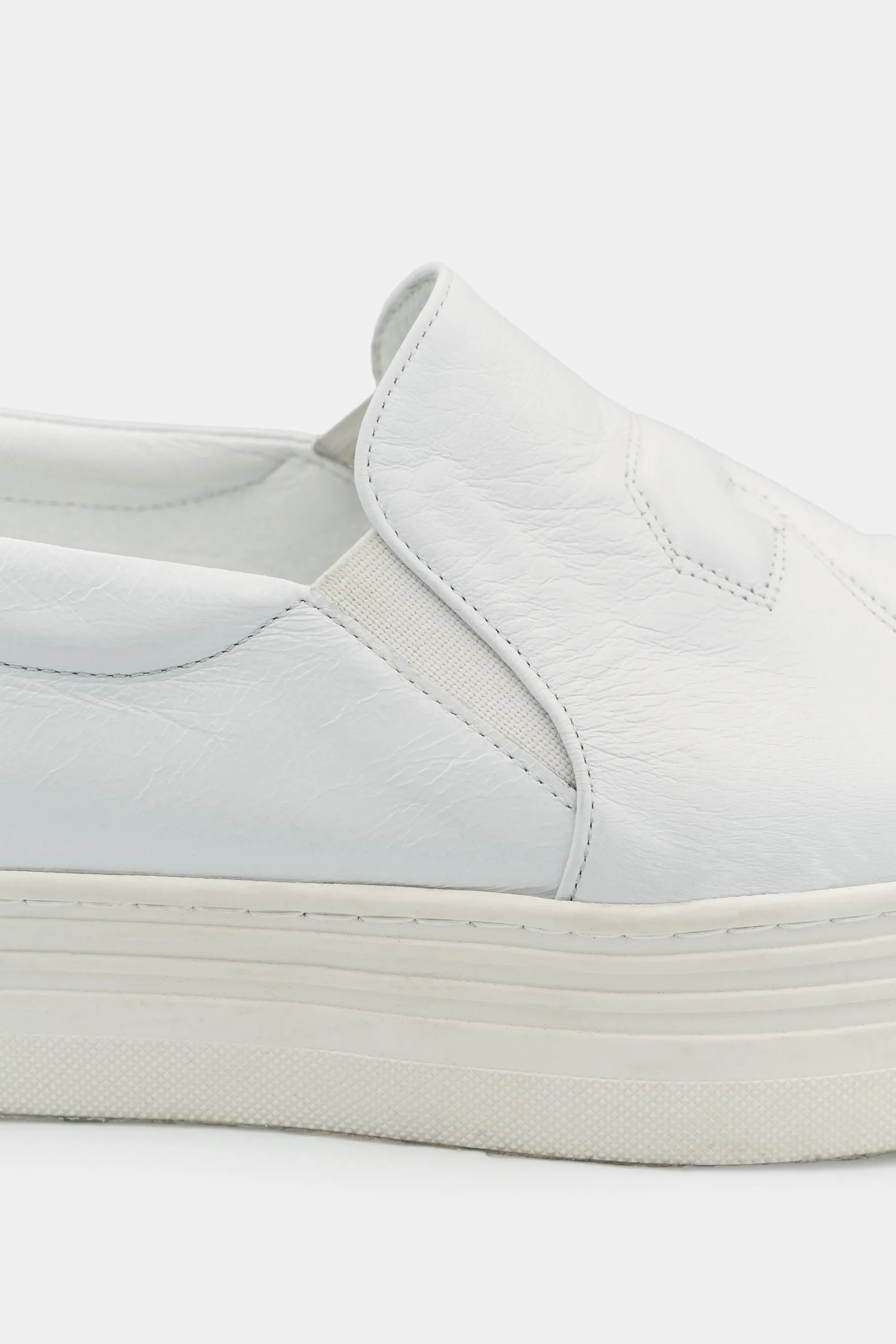 Handmade "23" Leather Platform Sneakers, White