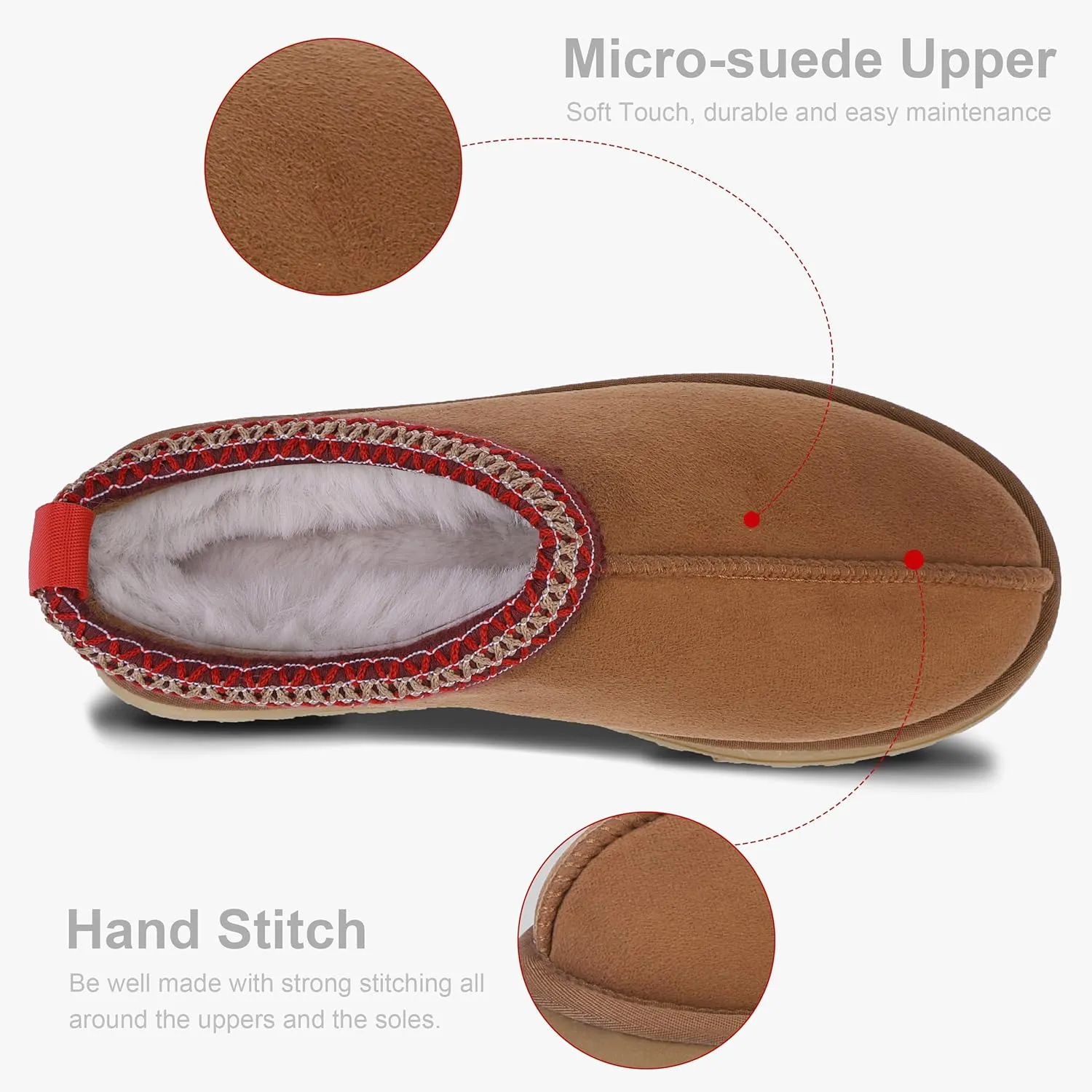 Home Slipper Platform Slippers for Women Indoor Outdoor Mini Boots Non-slip Plush Lining Slip On House Shoes