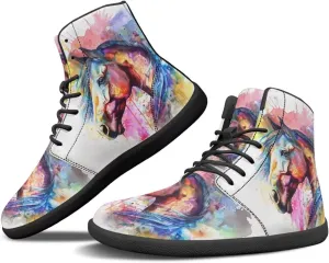 Howilath Horse Print High Top Sneakers for Men Wide Toe Barefoot Shoes Zero Drop Running Cross Training Shoe