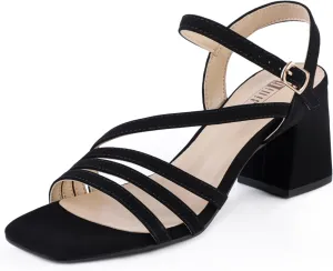 IDIFU IN3 Strappy Heels for Women Chunky Block Heels Square Toe Low Heels Wedding Prom Bride Bridal Party Dress Shoes for Women Comfortable Dressy Cute Trendy Heeled Sandals Short Thick Slingback Heels
