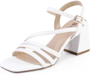 IDIFU IN3 Strappy Heels for Women Chunky Block Heels Square Toe Low Heels Wedding Prom Bride Bridal Party Dress Shoes for Women Comfortable Dressy Cute Trendy Heeled Sandals Short Thick Slingback Heels
