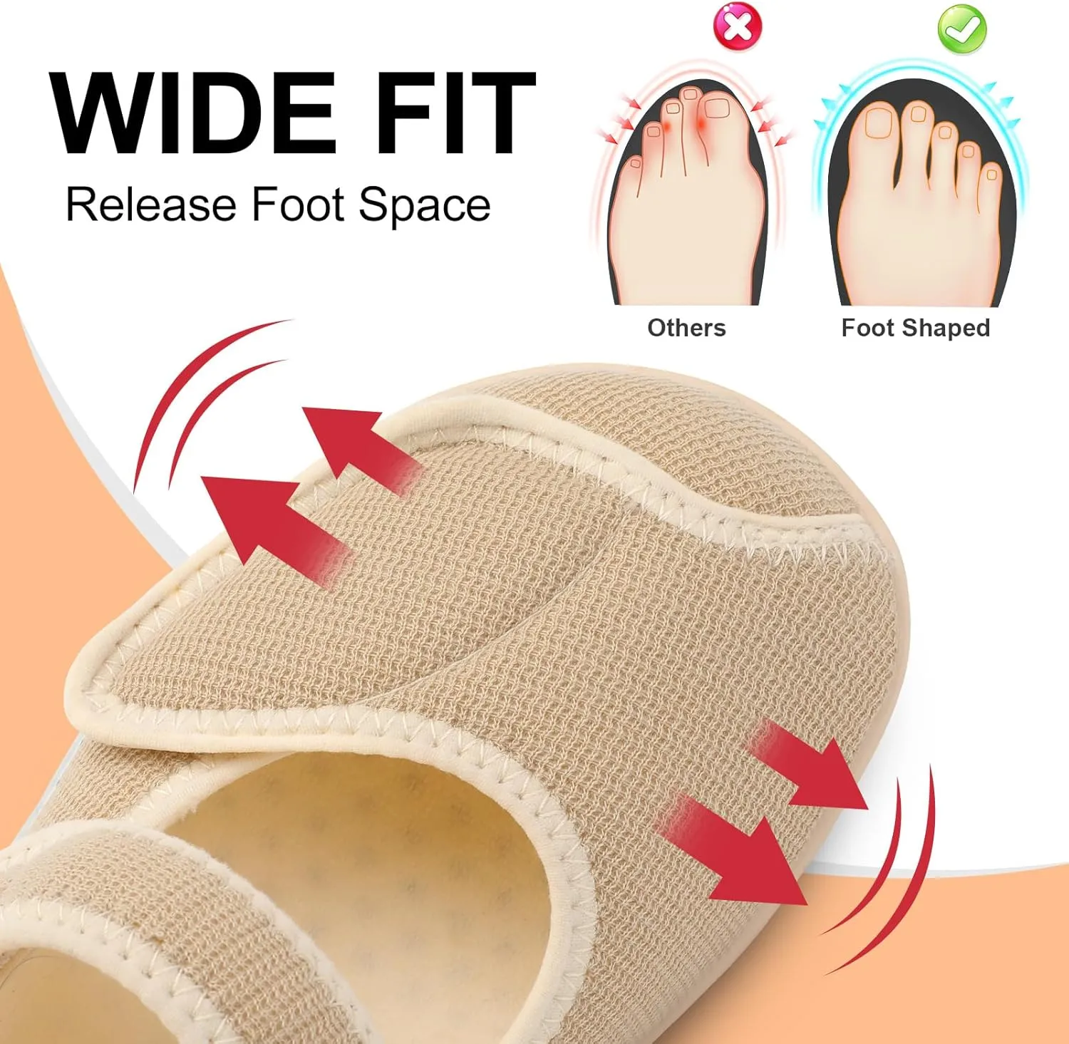 JOINFREE Womens Wide Diabetic Slippers Adjustable Comfort House Shoes Extra Wide Width Edema Swollen Arthritis Bedroom Slipper Indoor Outdoor