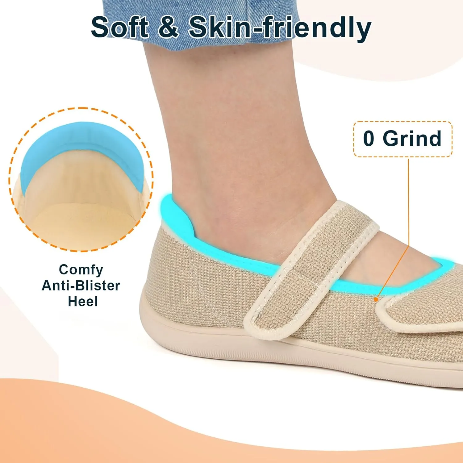 JOINFREE Womens Wide Diabetic Slippers Adjustable Comfort House Shoes Extra Wide Width Edema Swollen Arthritis Bedroom Slipper Indoor Outdoor