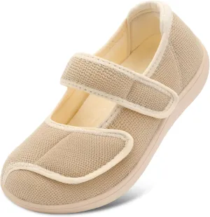 JOINFREE Womens Wide Diabetic Slippers Adjustable Comfort House Shoes Extra Wide Width Edema Swollen Arthritis Bedroom Slipper Indoor Outdoor