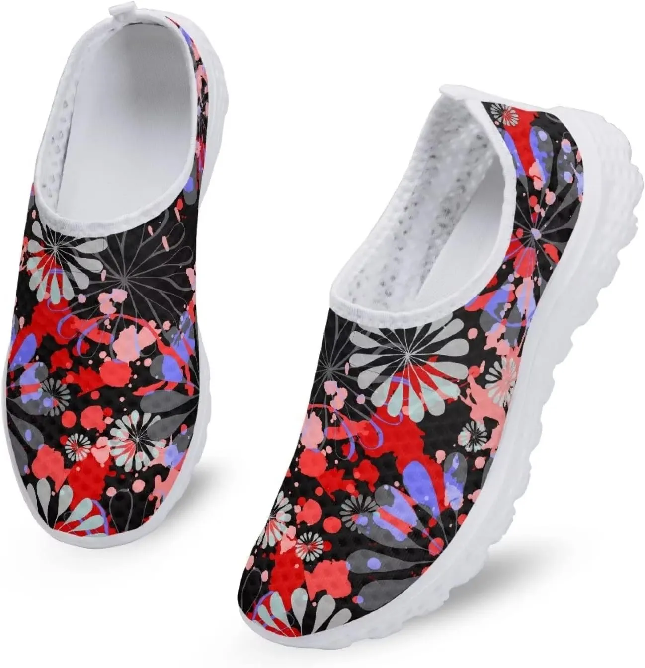 KEIAHUAN Trendy Sneakers for Women Running Shoes Casual Mesh Flats Non Slip Hiking Training Shoes Breathable Knit
