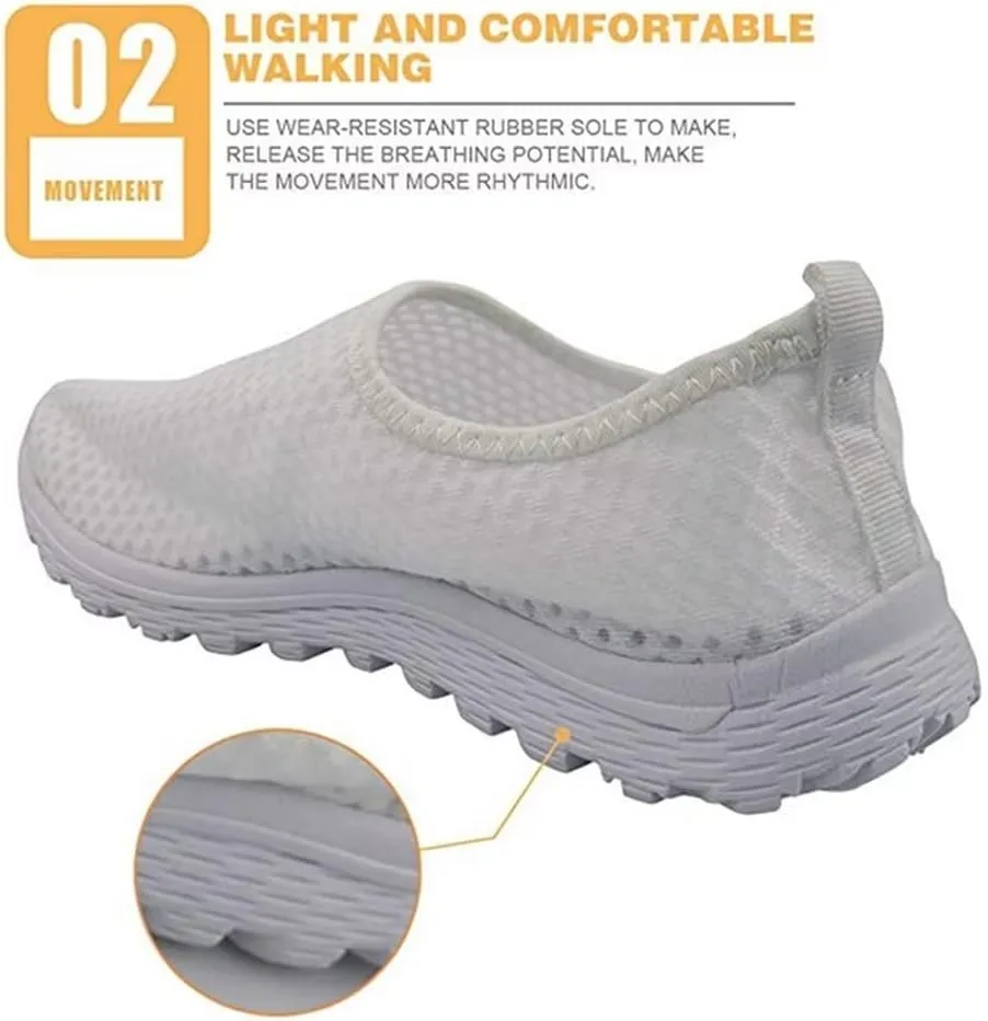 KEIAHUAN Trendy Sneakers for Women Running Shoes Casual Mesh Flats Non Slip Hiking Training Shoes Breathable Knit