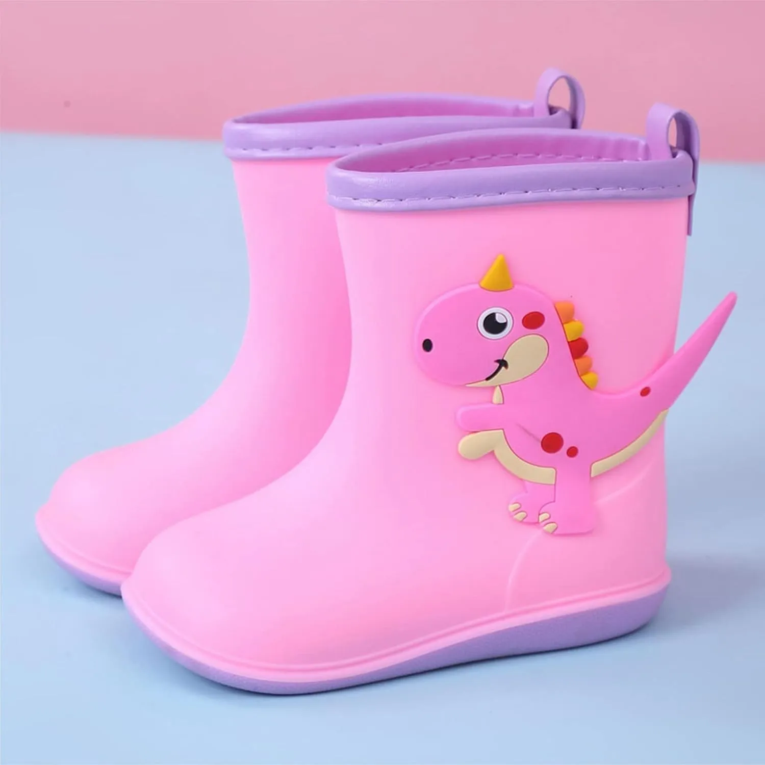 Kids Dinosaur Rain Boots for Boys Girls Cute Mud Boots Waterproof Toddler Lightweight Soft Easy On Rainboots