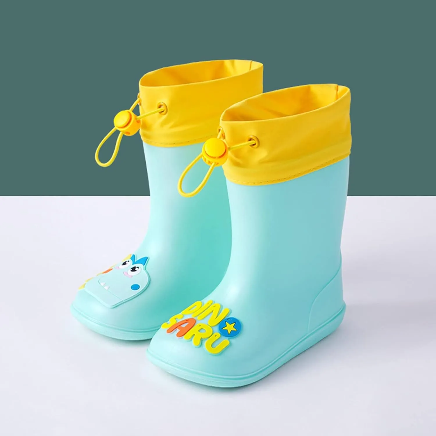 Kids Dinosaur Rain Boots With An Elastic Boot Collar Toddler Rain Shoes Yellow Rain Boots Toddler Girls Rainboots