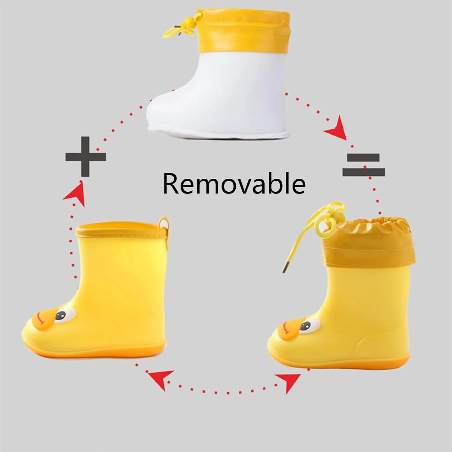 Kids Rain Boots for Boys Girls Waterproof Adjustable Rain Boots Rubber Rain Boots Big Kids Boots Rain Boots