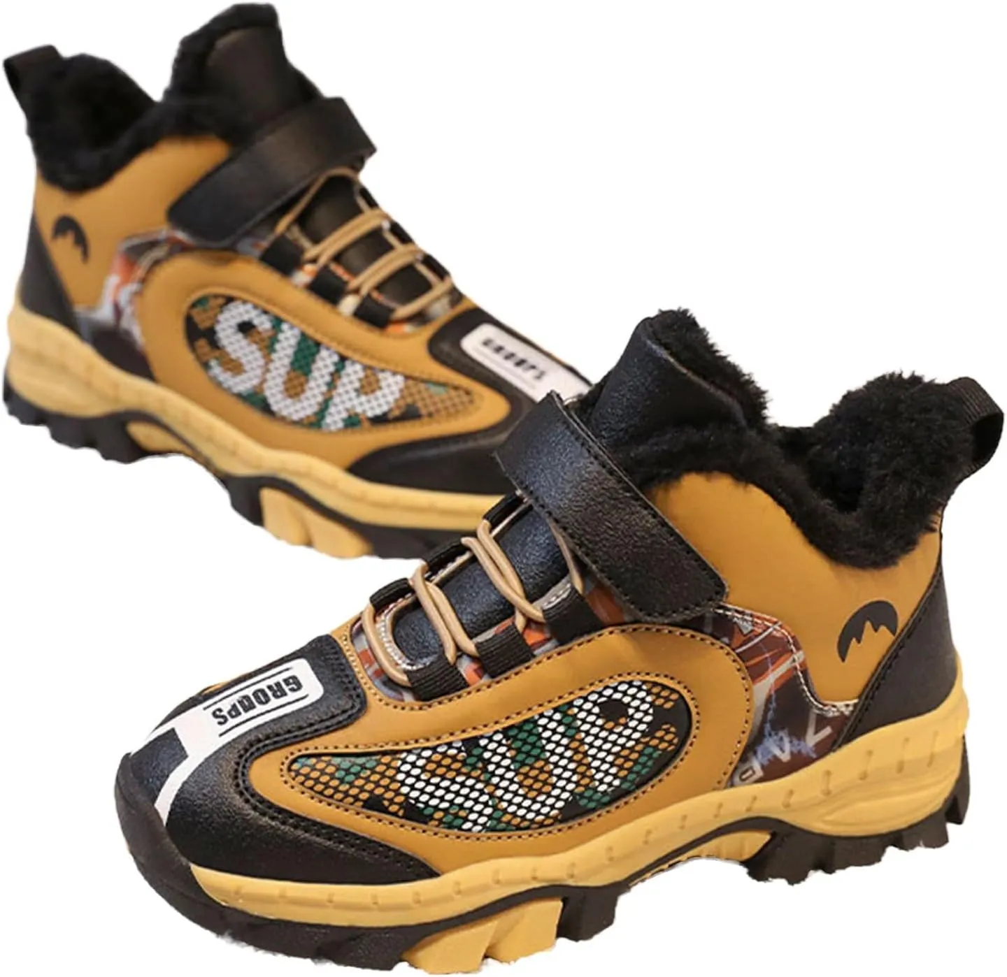 Kids Warm Fr Lined Ankle Snow Boots for Girls Boys Comfy Winter Shoes Lightweight Running Athletic Shoes School