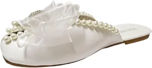 Ladies Summer Outer Solid Colour Rhinestone Pearl Bow Elegant Hollow Breathable Large Platform Sandals for Women Wedding