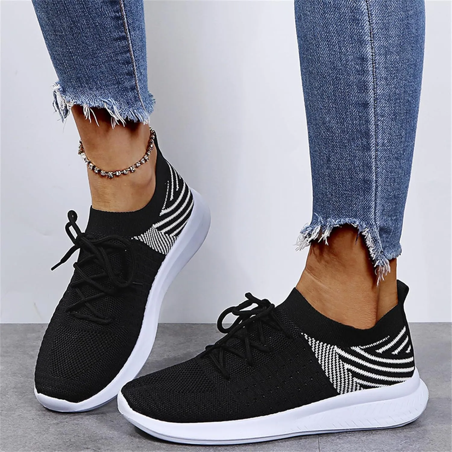 Ladmiple Running Shoes Womens Slip On Sneakers Arch Support Walking Tennis Shoes Non Slip Comfortable Workout Gym Shoes