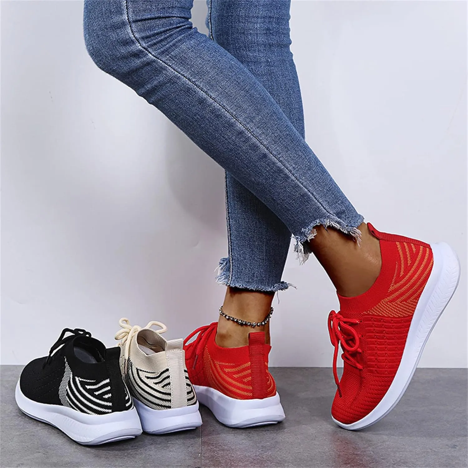 Ladmiple Running Shoes Womens Slip On Sneakers Arch Support Walking Tennis Shoes Non Slip Comfortable Workout Gym Shoes