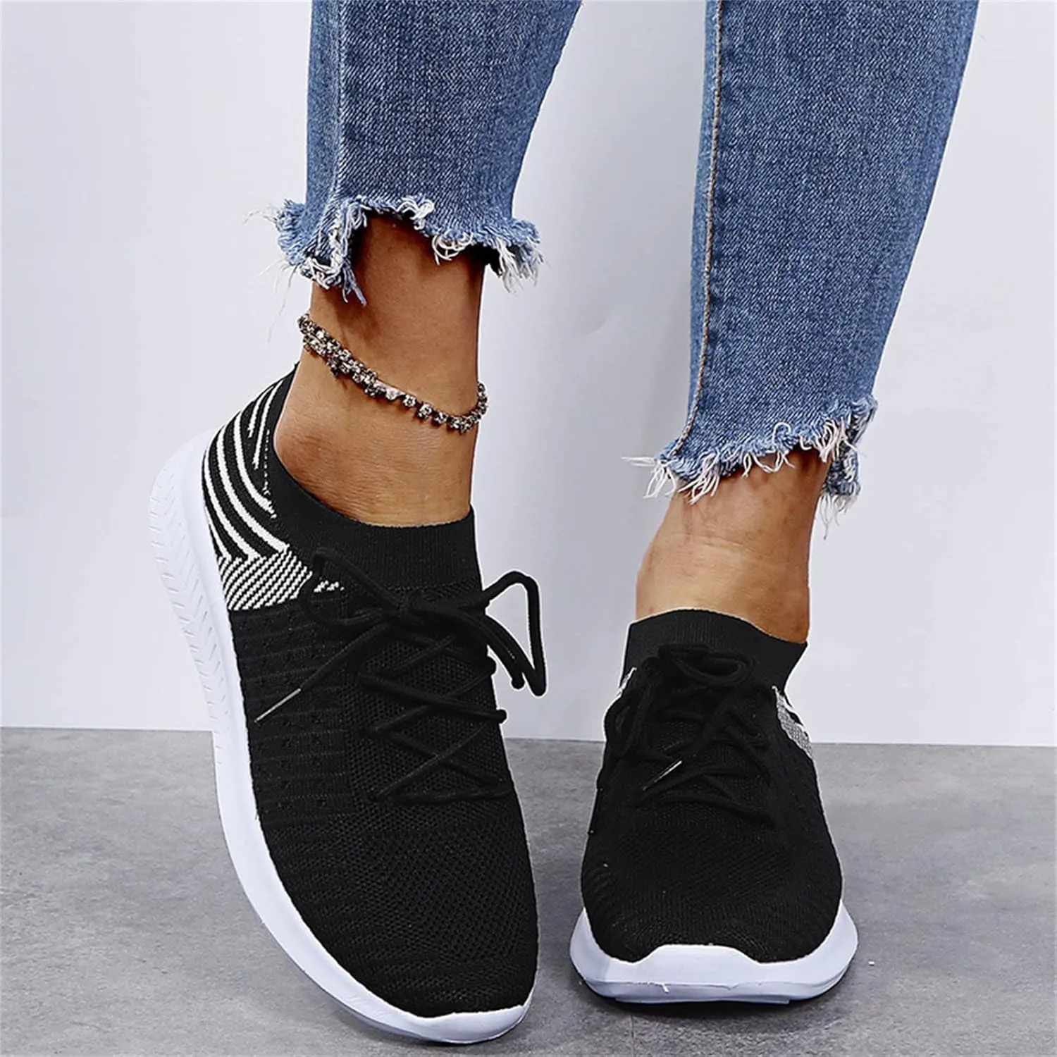 Ladmiple Running Shoes Womens Slip On Sneakers Arch Support Walking Tennis Shoes Non Slip Comfortable Workout Gym Shoes