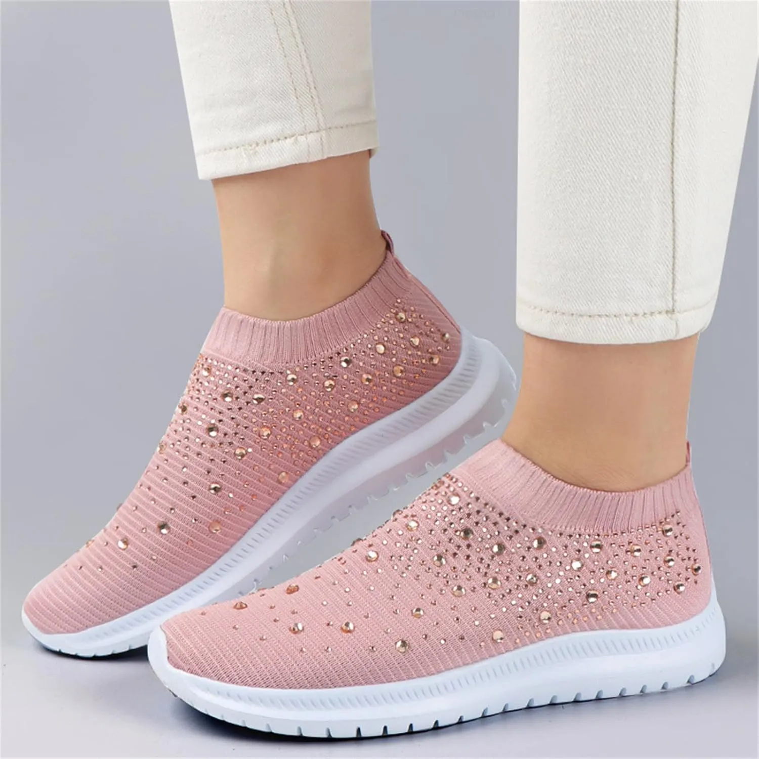 Ladmiple Walking Shoes Women Comfort Slip On Sneakers Tennis Workout Gym Shoes Non Slip Fashion Running Athletic Shoes