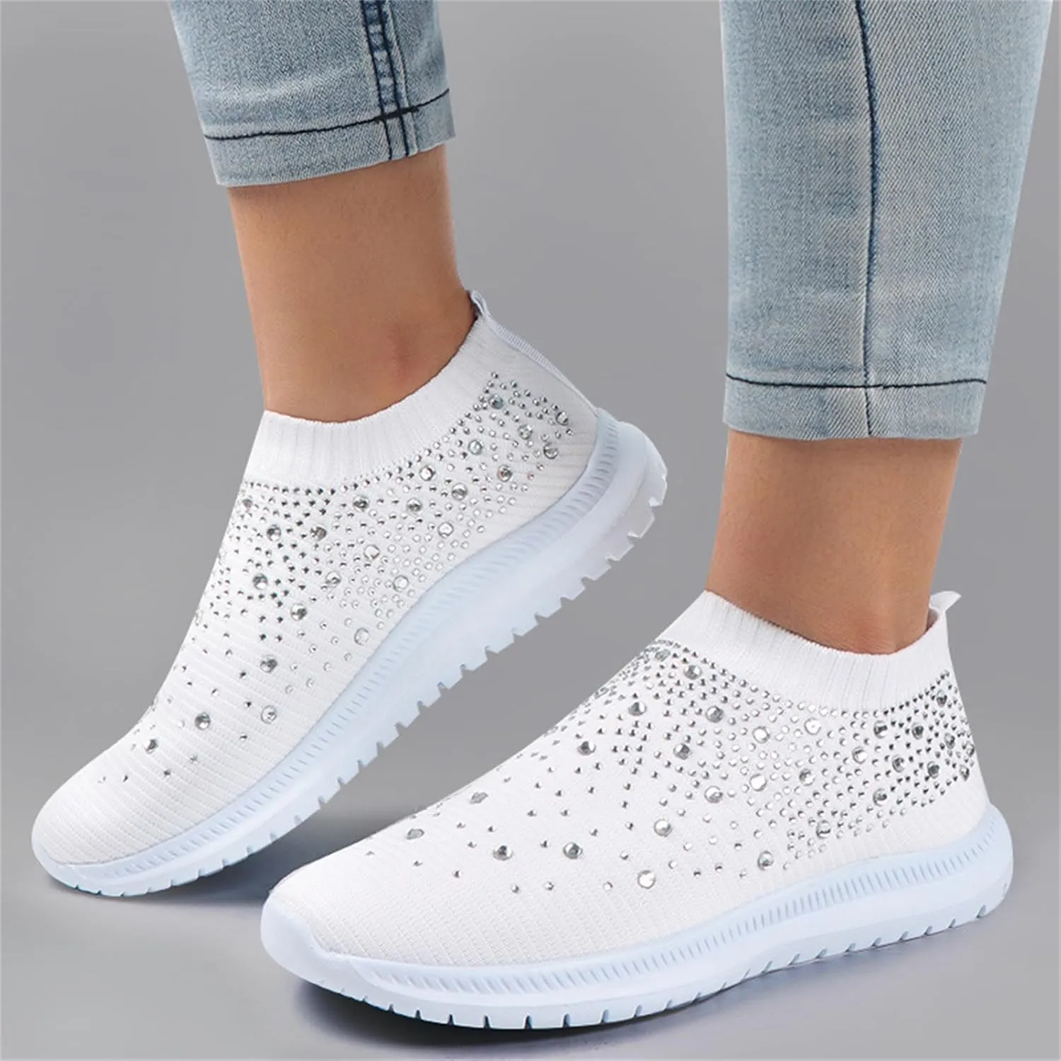 Lausiuoe Running Shoes For Women Arch Support Slip On Non Slip Walking Tennis Shoes Lightweight Workout Fashion Sneakers