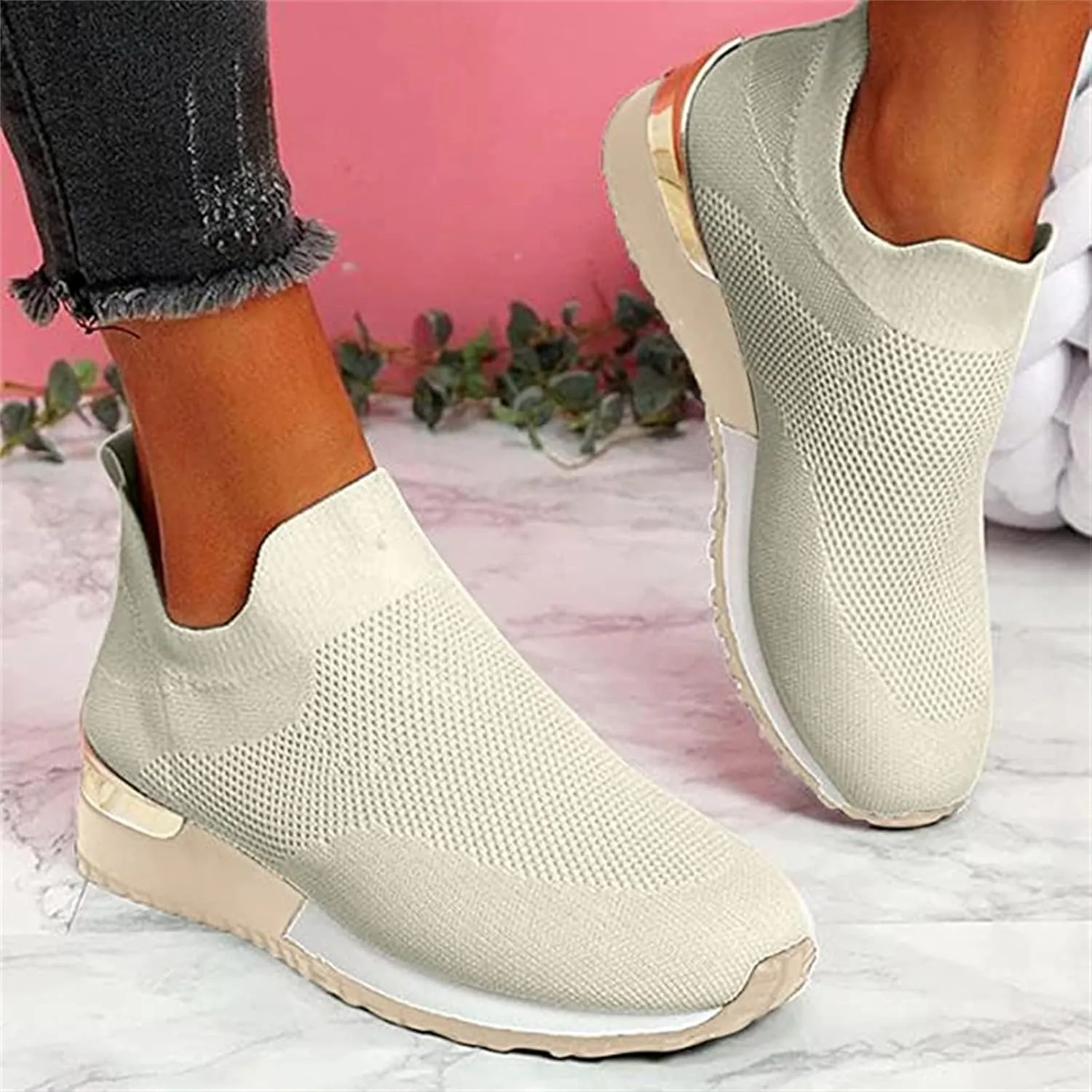 Lausiuoe Shoes For Women Sneakers Wide Width Walking Shoes Comfort Light Weight Mesh Non Slip Work Running Tennis Shoes