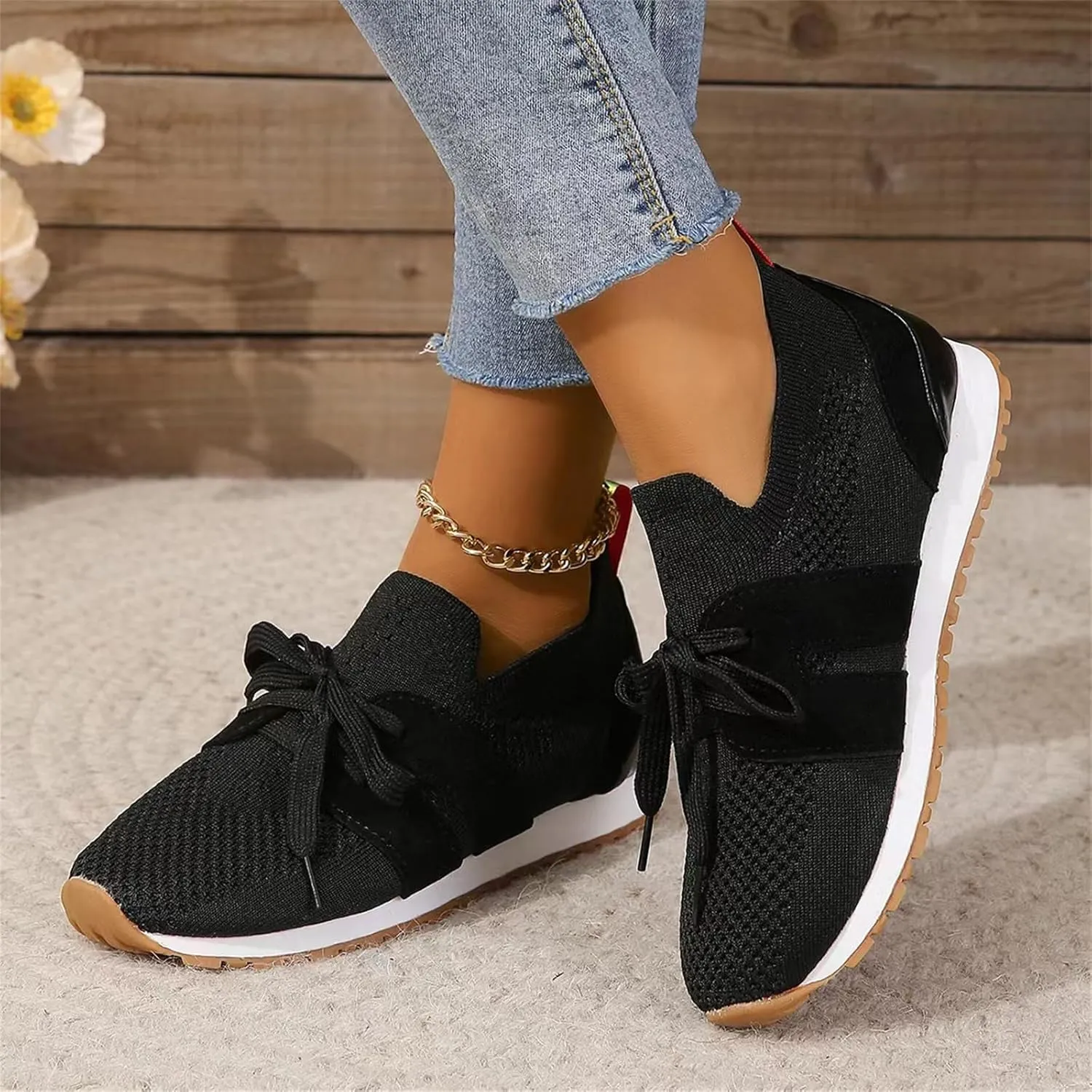 Lausiuoe Slip On Sneakers Women Arch Support Running Shoes Lightweight Tennis Gym Workout Shoes Breathable Walking Sneakers