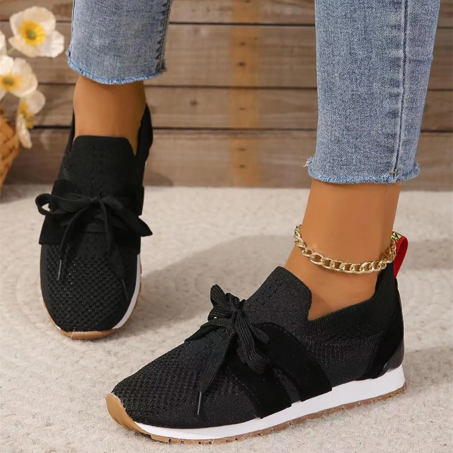 Lausiuoe Slip On Sneakers Women Arch Support Running Shoes Lightweight Tennis Gym Workout Shoes Breathable Walking Sneakers