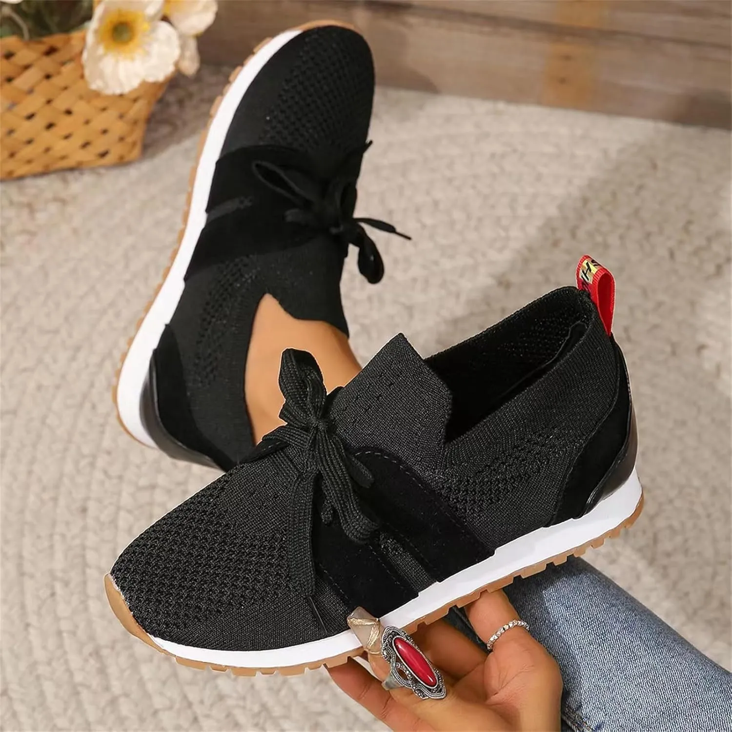Lausiuoe Slip On Sneakers Women Arch Support Running Shoes Lightweight Tennis Gym Workout Shoes Breathable Walking Sneakers