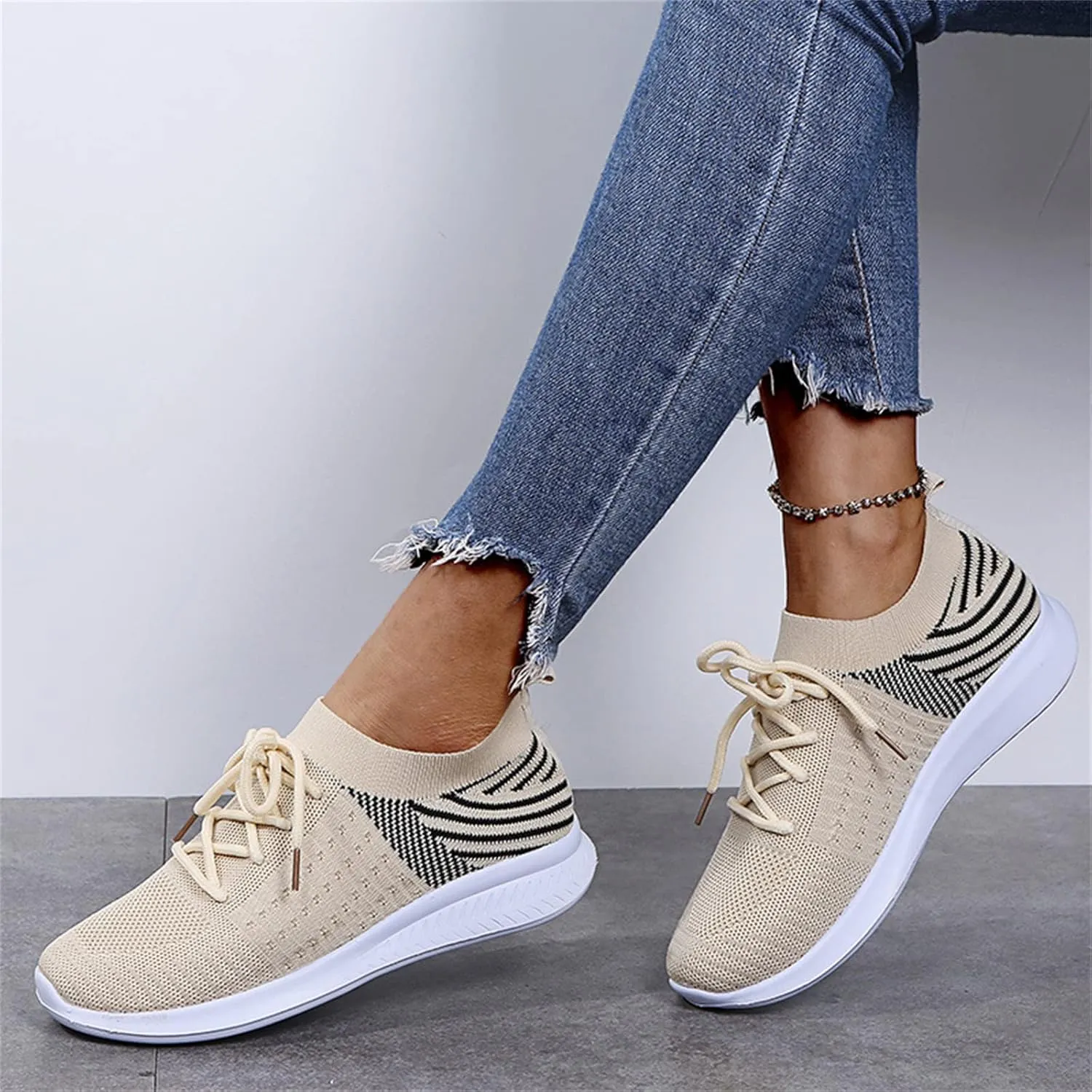 Lausiuoe Slip On Sneakers Women Wide Width Walking Running Shoes Ladies Slip-on Mesh Lightweight Breathable Tennis Shoes