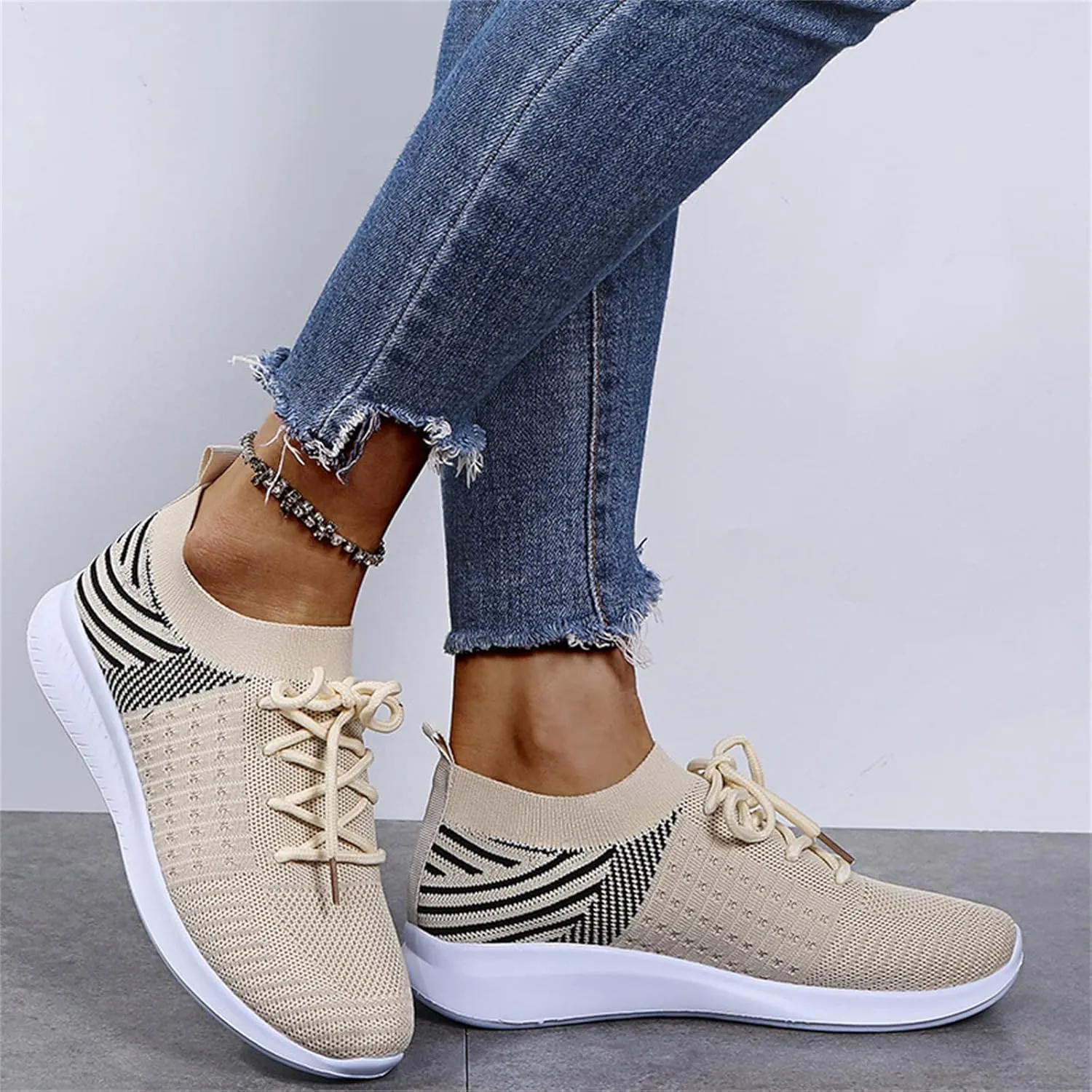 Lausiuoe Slip On Sneakers Women Wide Width Walking Running Shoes Ladies Slip-on Mesh Lightweight Breathable Tennis Shoes