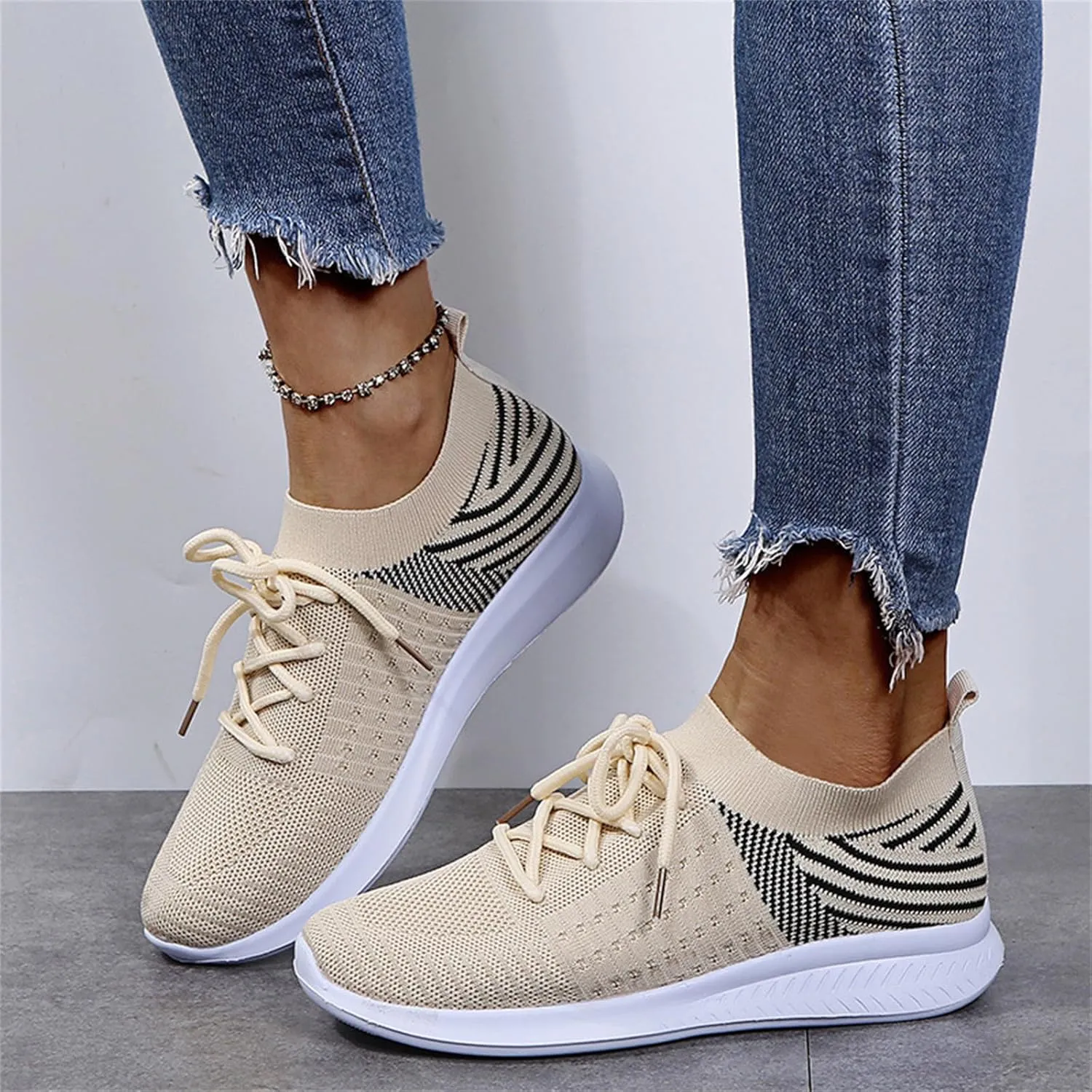 Lausiuoe Slip On Sneakers Women Wide Width Walking Running Shoes Ladies Slip-on Mesh Lightweight Breathable Tennis Shoes