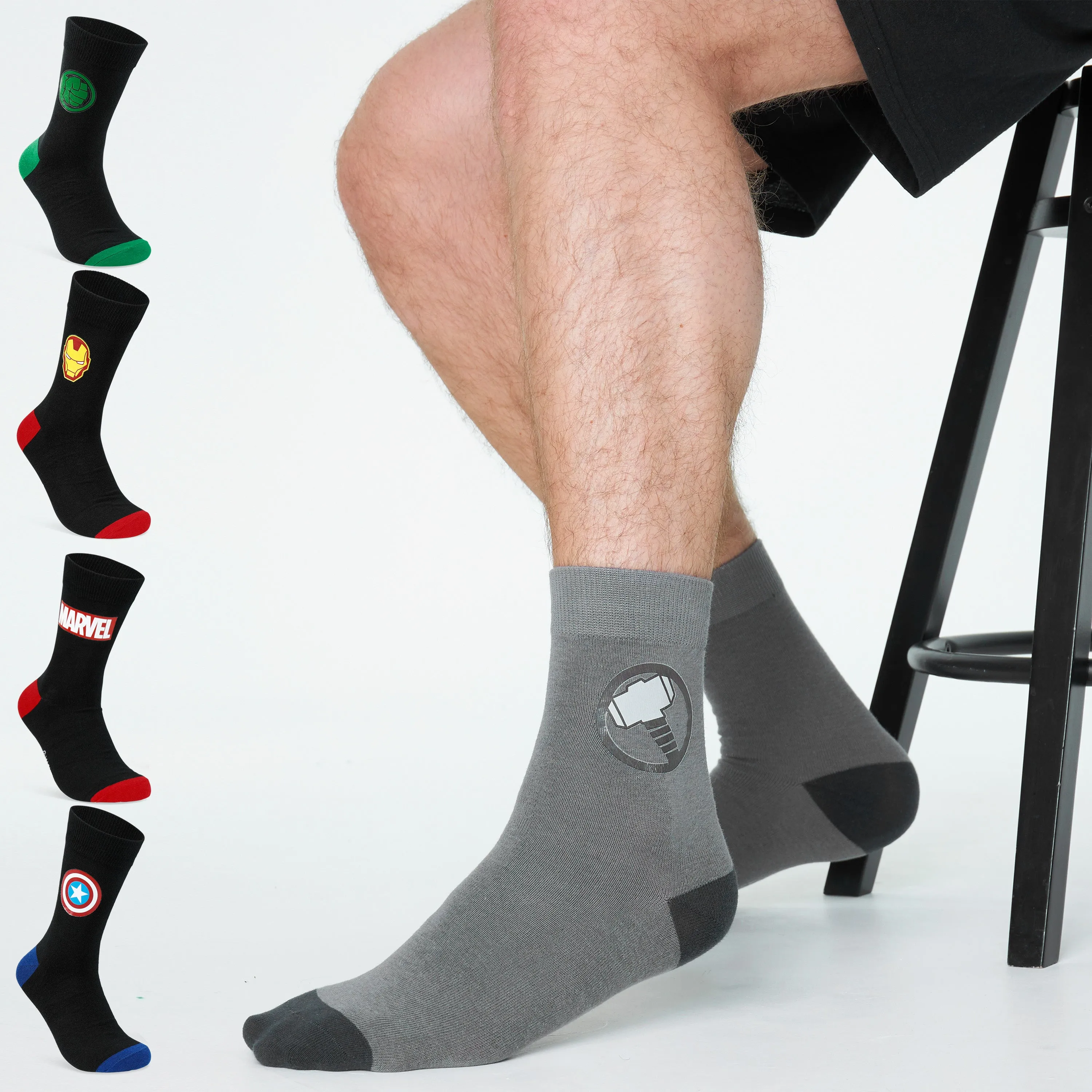 Marvel Mens Socks Soft Breathable Avengers 5 Pack- Calf Length Crew Socks for Men