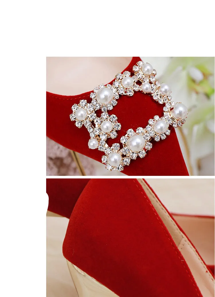 Mary  Perl-Strass-Absatz Hochzeitsschuhe