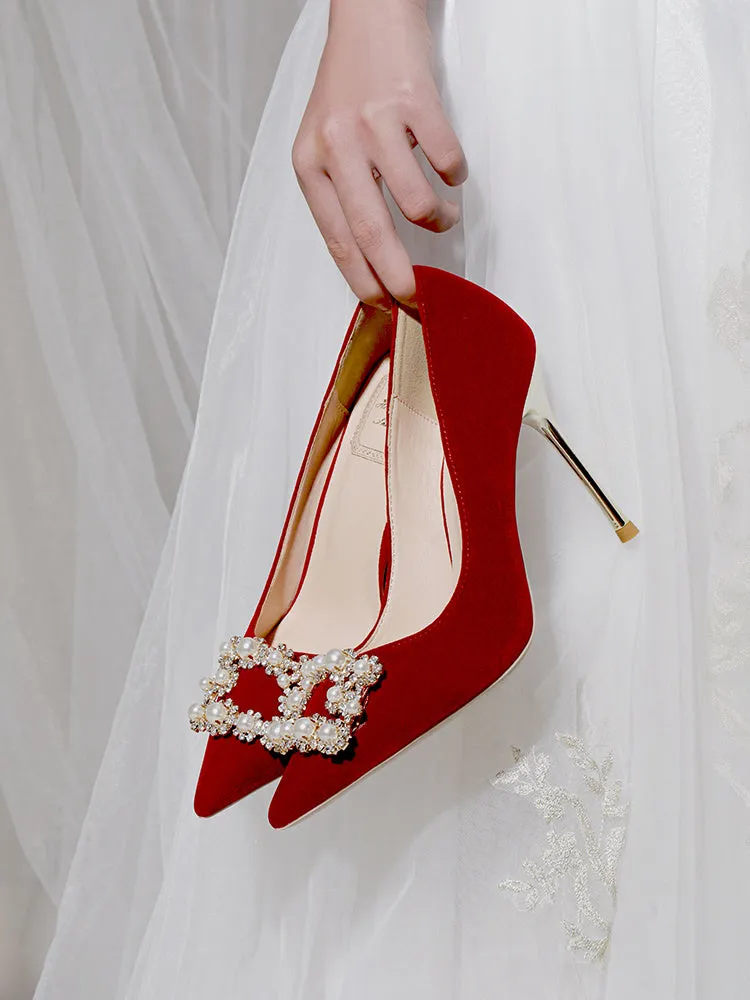 Mary  Perl-Strass-Absatz Hochzeitsschuhe