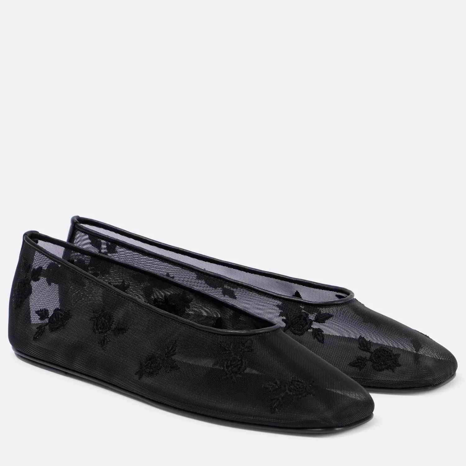 MAVMAX Mesh Ballet Flats for Women Floral Embroiderd Slip On Tulle Ballerina Csual Round Toe Comfortable Mary Jane Flats Daily Work Dress Shoes