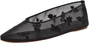 MAVMAX Mesh Ballet Flats for Women Floral Embroiderd Slip On Tulle Ballerina Csual Round Toe Comfortable Mary Jane Flats Daily Work Dress Shoes