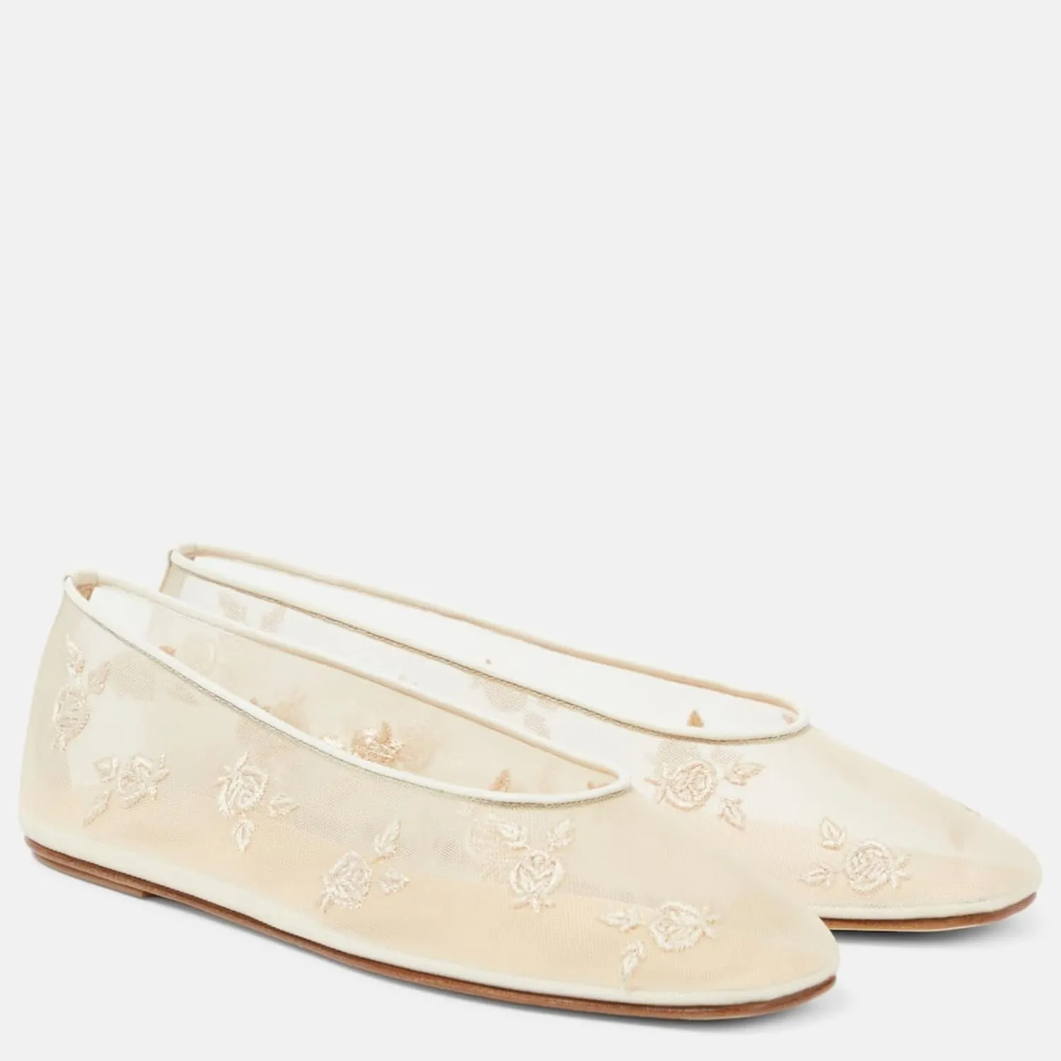 MAVMAX Mesh Ballet Flats for Women Floral Embroiderd Slip On Tulle Ballerina Csual Round Toe Comfortable Mary Jane Flats Daily Work Dress Shoes