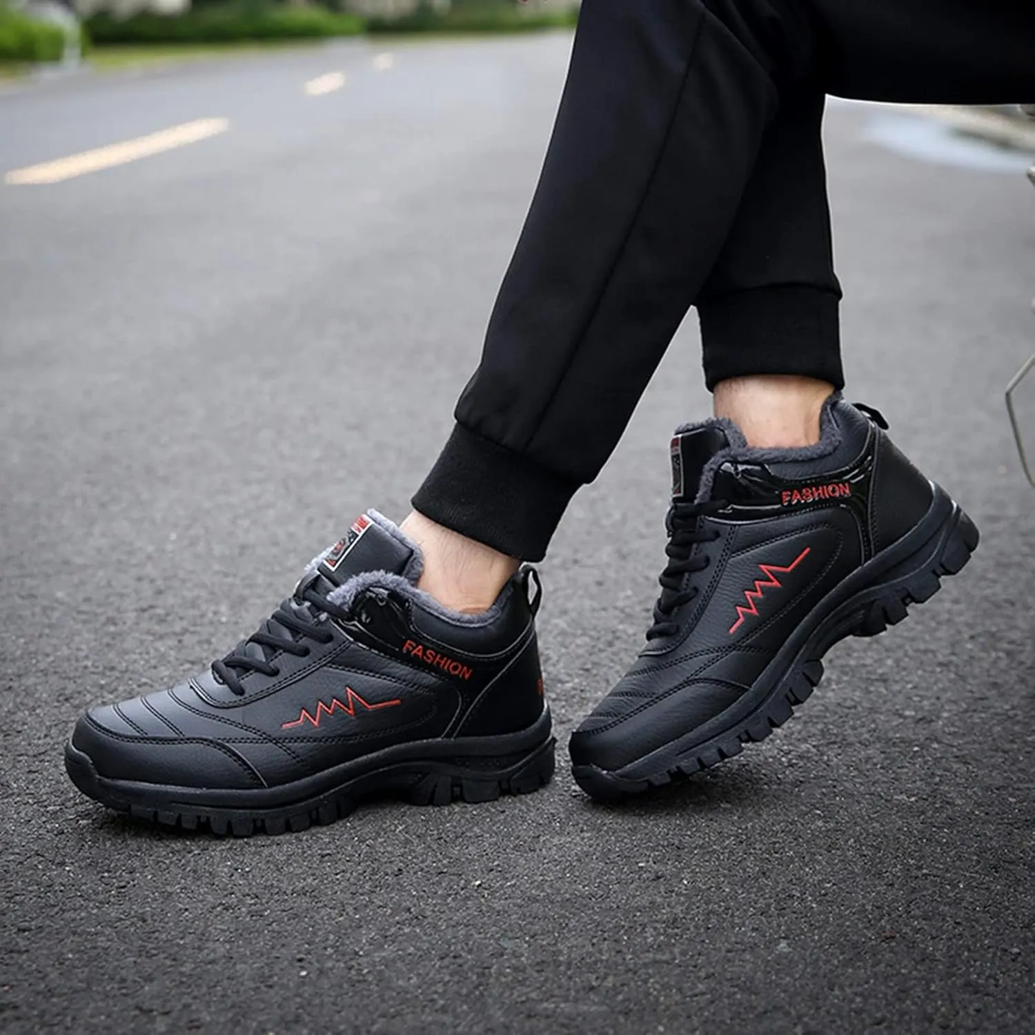 Men Work Boots Composite Toe Hiking Sneakers Women's Slip On Warm Womens Working Shoes Non Steel Toe Waterproof Platform Shoes Work Hike Grounded Footwear
