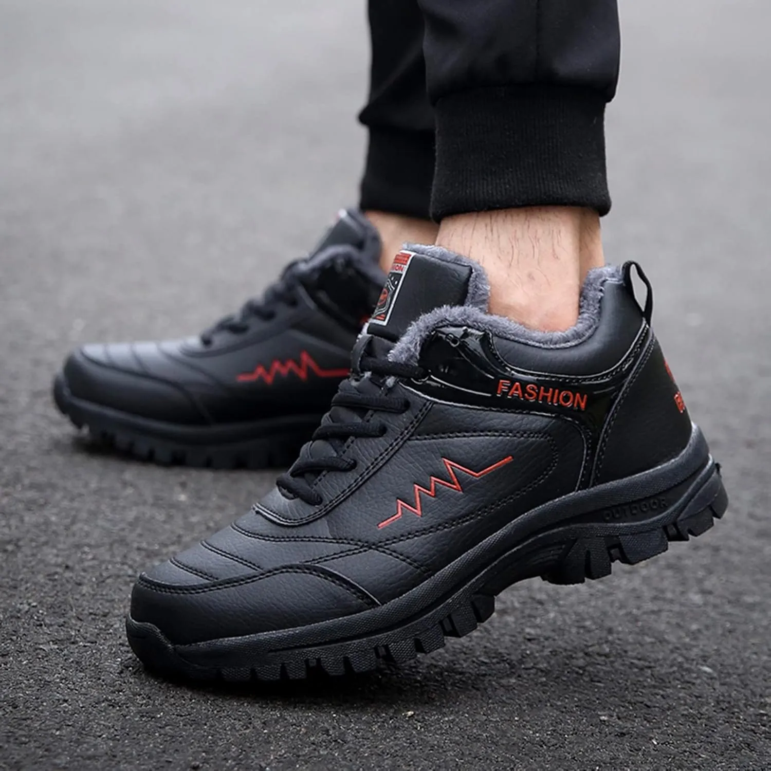 Men Work Boots Composite Toe Hiking Sneakers Women's Slip On Warm Womens Working Shoes Non Steel Toe Waterproof Platform Shoes Work Hike Grounded Footwear