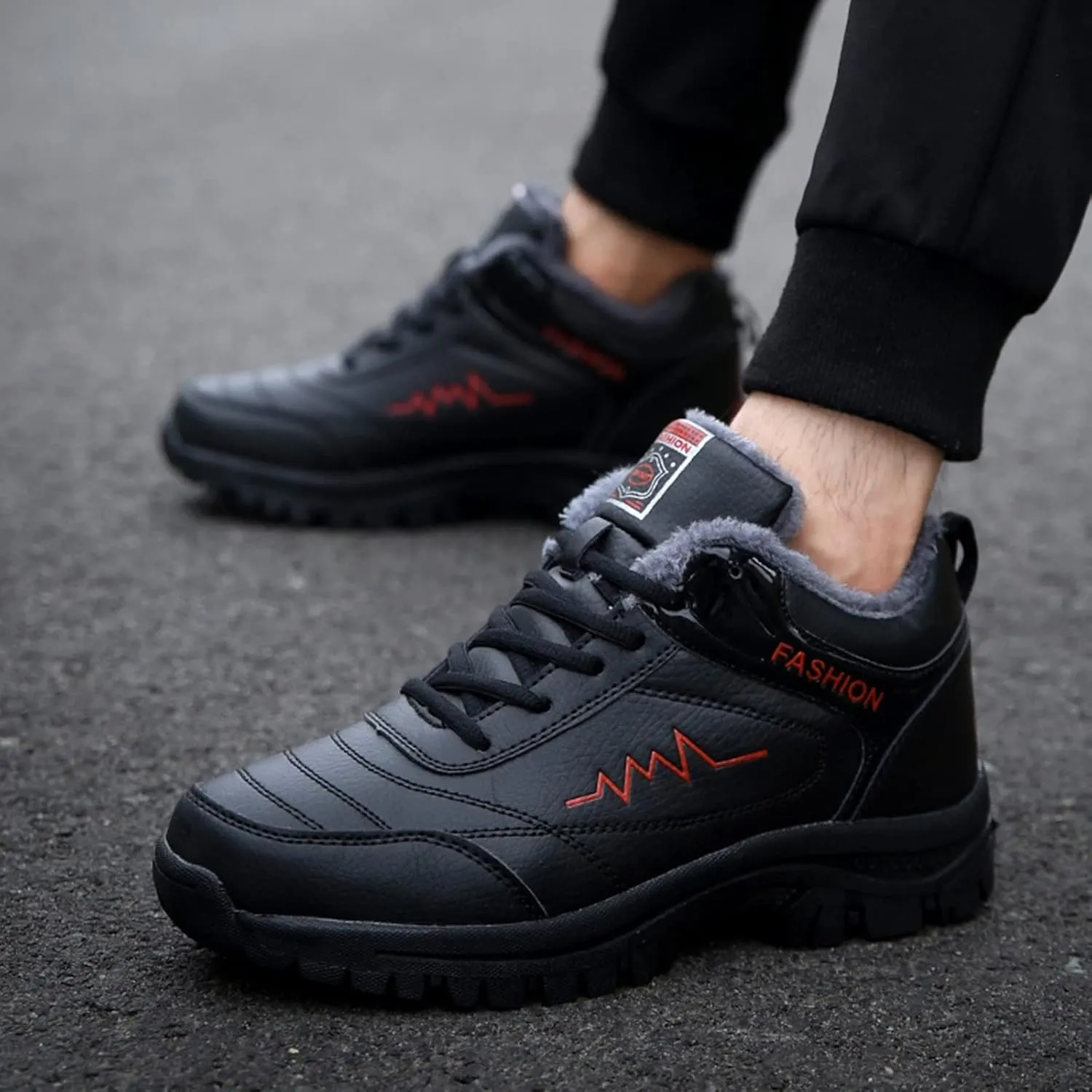 Men Work Boots Composite Toe Hiking Sneakers Women's Slip On Warm Womens Working Shoes Non Steel Toe Waterproof Platform Shoes Work Hike Grounded Footwear