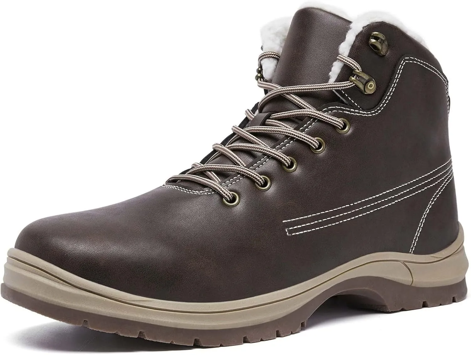 Men Work Boots Soft Toe Hiking Sneakers with Warm Fur Lining Safety Shoes for Women Comfortable Waterproof Outdoor Shoes Lightweight Anti Slip Hike Grounded Footwear