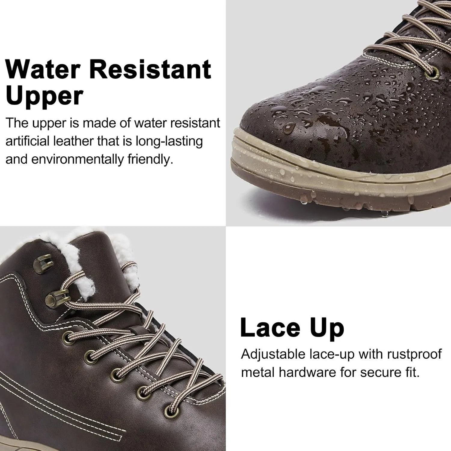 Men Work Boots Soft Toe Hiking Sneakers with Warm Fur Lining Safety Shoes for Women Comfortable Waterproof Outdoor Shoes Lightweight Anti Slip Hike Grounded Footwear