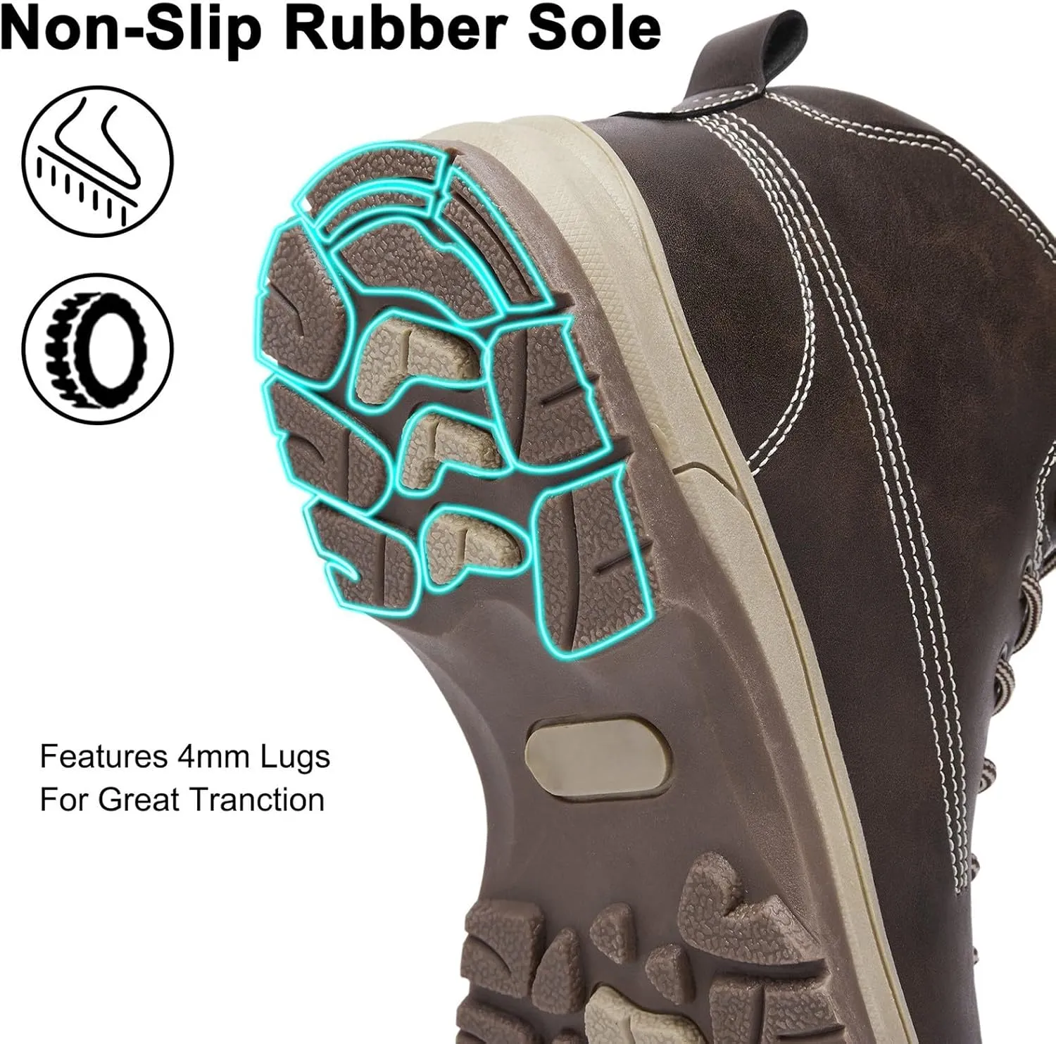 Men Work Boots Soft Toe Hiking Sneakers with Warm Fur Lining Safety Shoes for Women Comfortable Waterproof Outdoor Shoes Lightweight Anti Slip Hike Grounded Footwear