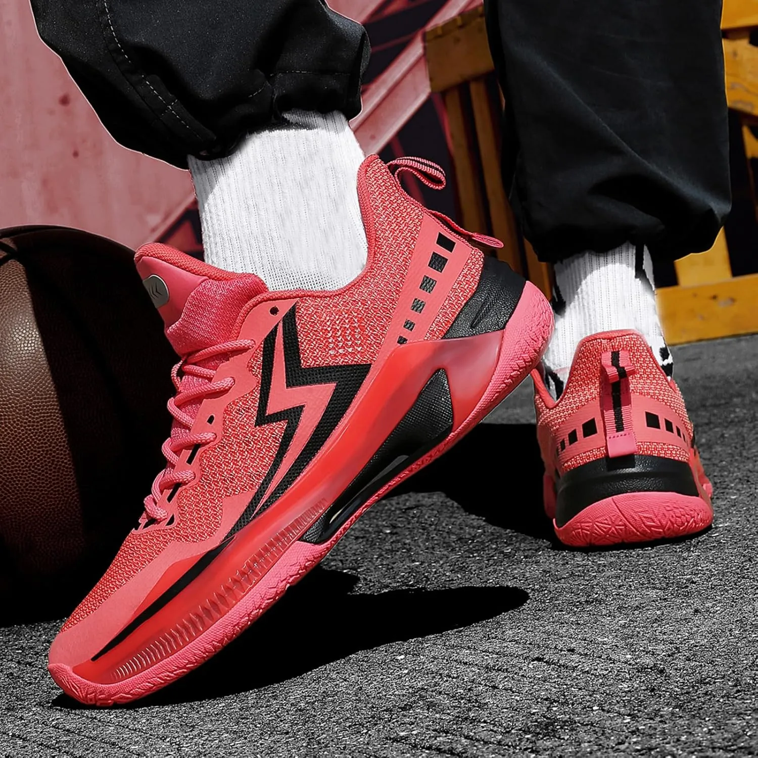 Mens Breathable Lace Up High-Top Mesh Cloth Basketball Shoes Fashion Comfortable Non-Slip Sneakers for Running Walking Workout Training