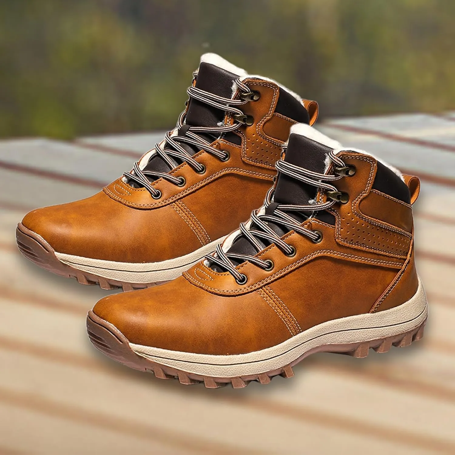 Men's Work Boots Steel Toe Hiking Sneakers Fur Lined Ankle Boot Women Workout Shoes Composite Toe Wide Outdoor Shoes Slip on Loafers Hike Grounded Footwear