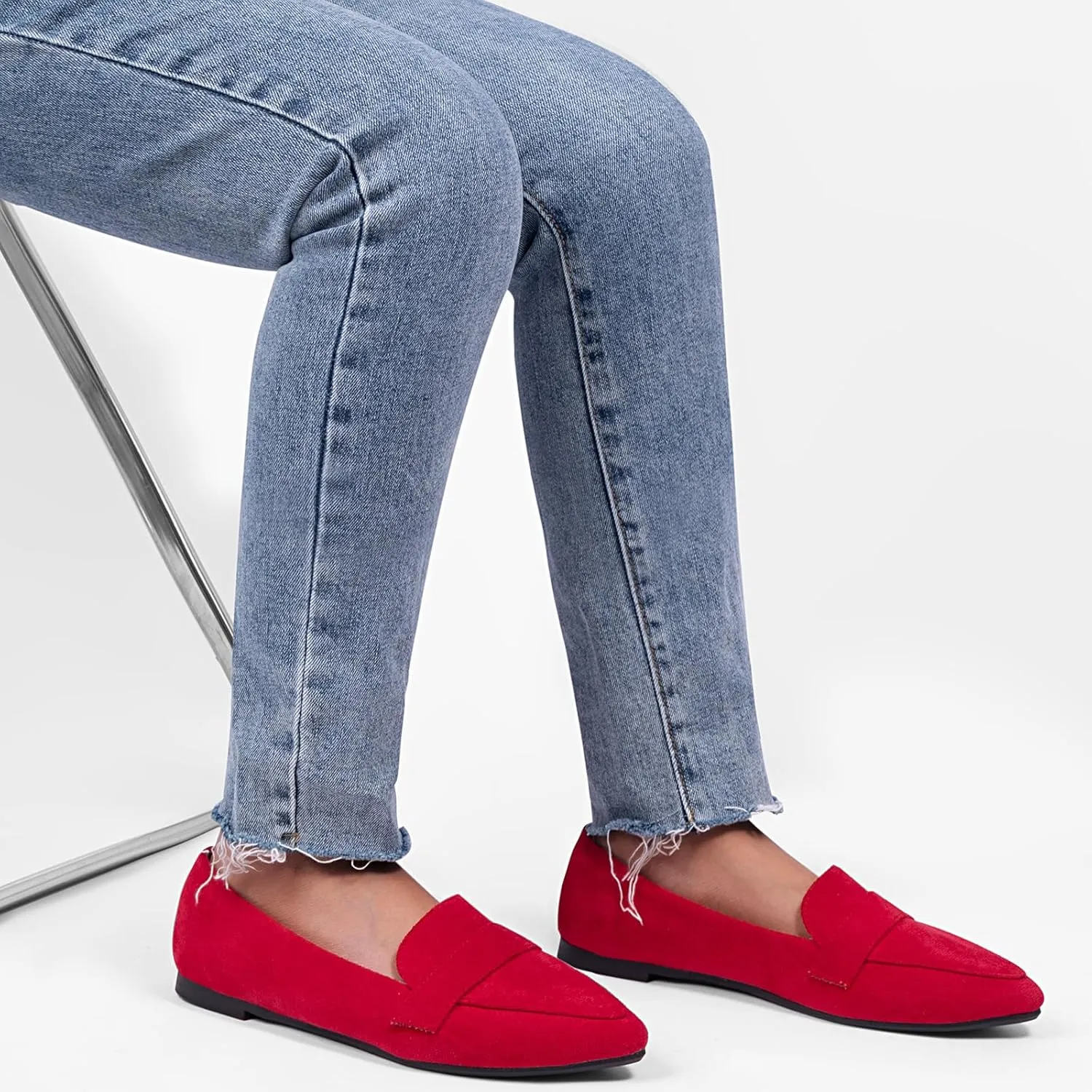 MUSSHOE Flats for Women Comfortable Pointed Toe Slip on Dressy Loafers for Women