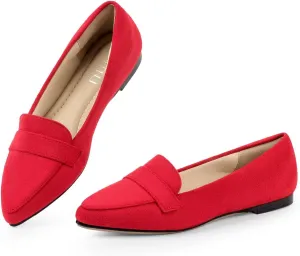 MUSSHOE Flats for Women Comfortable Pointed Toe Slip on Dressy Loafers for Women