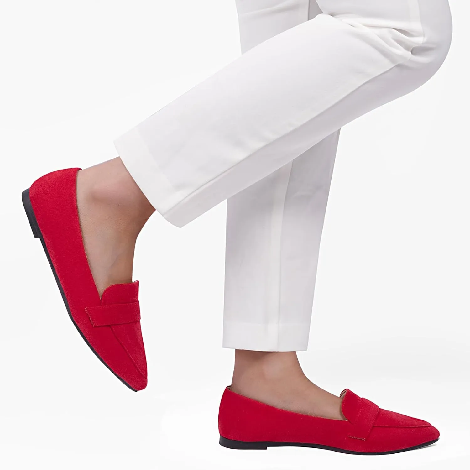 MUSSHOE Flats for Women Comfortable Pointed Toe Slip on Dressy Loafers for Women