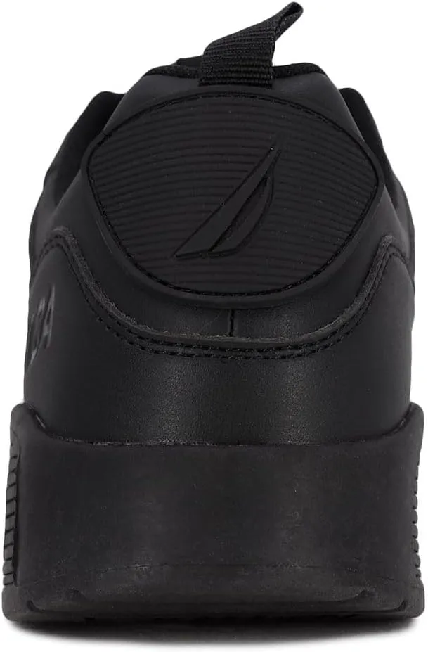 Nautica Men's Black Low-Top Fashion Sneakers  Lightweight Lace-Up Athletic Trainers for Walking, Basketball, and Everyday Style  Backshore