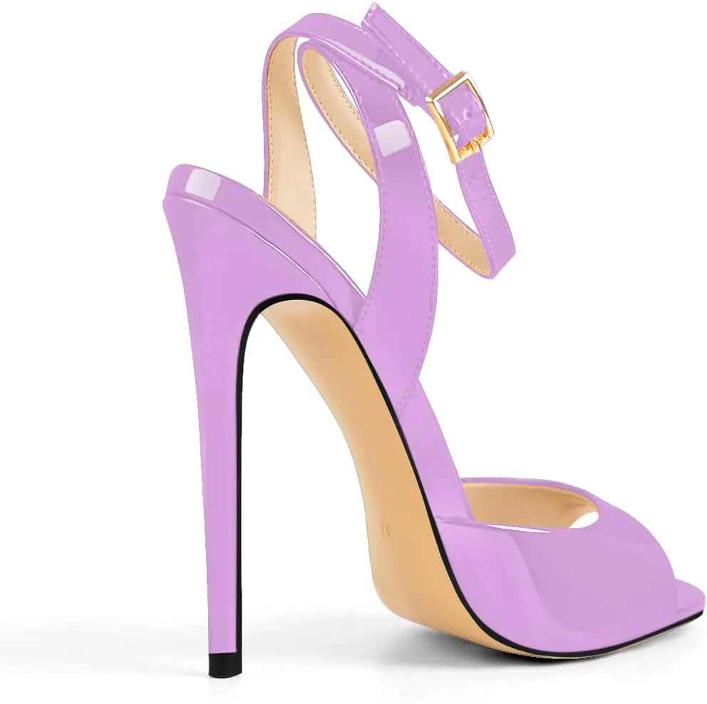 onlymaker Women's Fashion Peep Toe Ankle Sandals Cross Buckle Strap Sexy Open-back Stiletto High Heel Sandals
