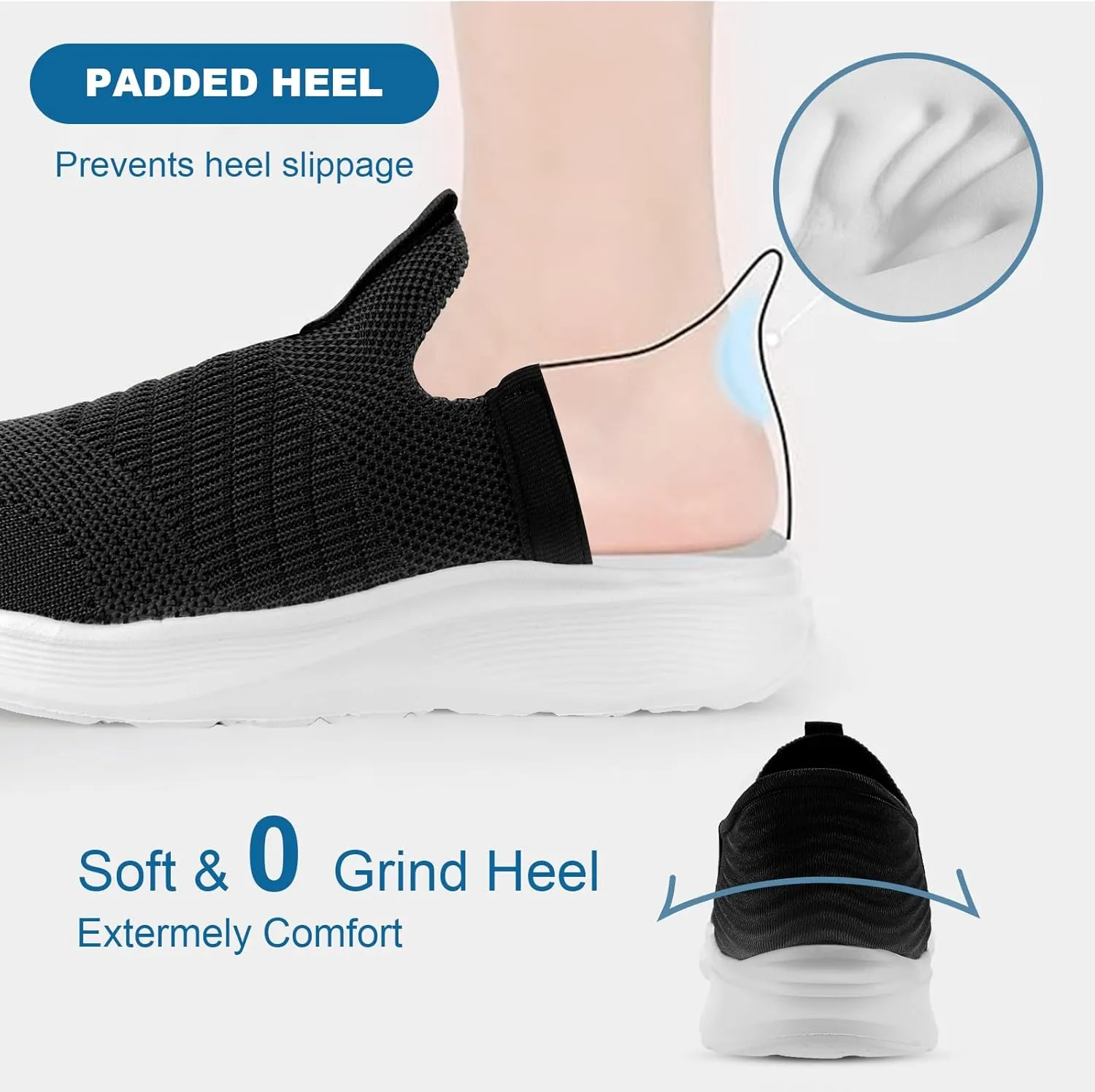 Orgone Slip On Sneakers for Women, Womens Hands Free Slip On Running Shoes Non Slip Walking Shoes Lightweight Gym Workout Shoes Breathable Fashion Sneakers