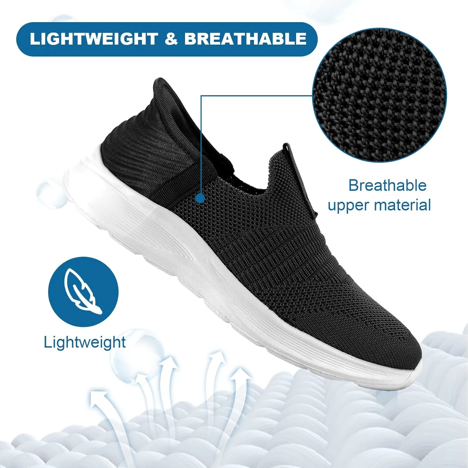 Orgone Slip On Sneakers for Women, Womens Hands Free Slip On Running Shoes Non Slip Walking Shoes Lightweight Gym Workout Shoes Breathable Fashion Sneakers